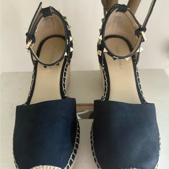 Marc Fisher Navy Blue Espadrilles with Ankle Strap - Picture 2 of 10